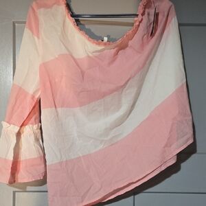 Crown & Ivy Pink and White Striped Blouse